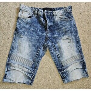 Decibel Denim Jeans Shorts Men's 34 Light Blue Faded Acid Wash Distressed